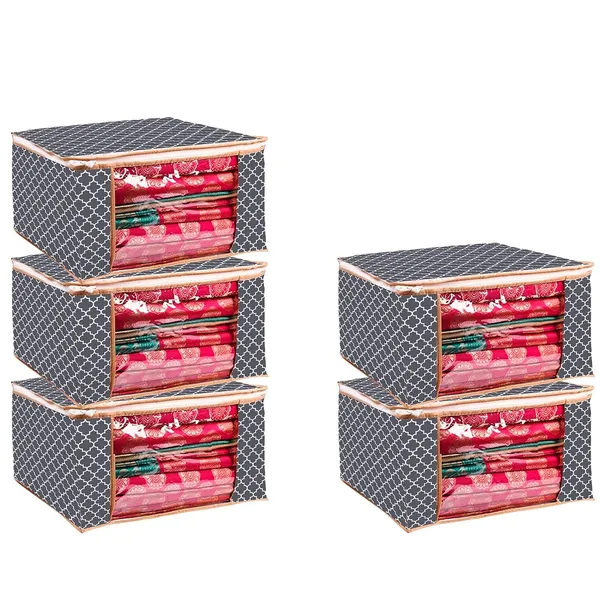 Pack_Of_5_Saree_Cover_Non_Woven_Fabric_Clothes_Organiser_For_Wardrobe_With_Transparent_Window_&_Zip_Clothes_Storage_Bag_For_Lehenga,_Suit,_Dress_Saree_Packing_Covers_For_Clothes_(Pack_Of_5,_Grey)