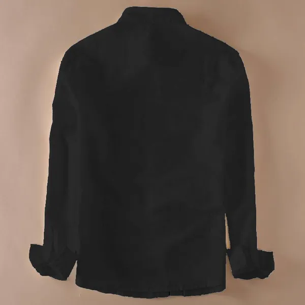 Rebelify_Men's_Black_Cotton_Blend_Long_Sleeve_Collared_Neck_Relaxed_Fit_Button_Down_Double_Pocket_XL_Size_Flap_Cargo_Shirt._(Two_Pocket_Black_Shirt_(XL))