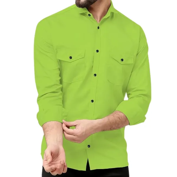 Rebelify_Men's_Pista_Cotton_Blend_Long_Sleeve_Collared_Neck_Relaxed_Fit_Button_Down_Double_Pocket_XL_Size_Flap_Cargo_Shirt._(Two_Pocket_Pista_Shirt_(XL))