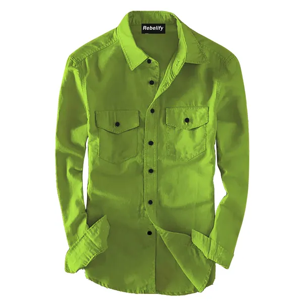 Rebelify_Men's_Pista_Cotton_Blend_Long_Sleeve_Collared_Neck_Relaxed_Fit_Button_Down_Double_Pocket_XL_Size_Flap_Cargo_Shirt._(Two_Pocket_Pista_Shirt_(XL))