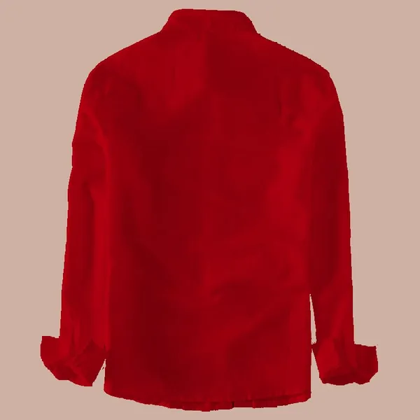 Rebelify_Men's_Red_Cotton_Blend_Long_Sleeve_Collared_Neck_Relaxed_Fit_Button_Down_Double_Pocket_XL_Size_Flap_Cargo_Shirt._(Two_Pocket_Red_Shirt_(XL))
