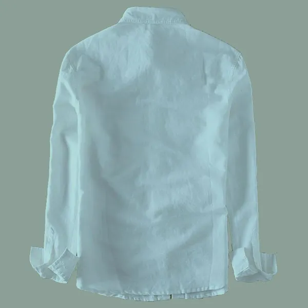 Rebelify_Men's_Blue_Cotton_Blend_Long_Sleeve_Collared_Neck_Relaxed_Fit_Button_Down_Double_Pocket_XL_Size_Flap_Cargo_Shirt._(Two_Pocket_Sky_Blue_Shirt_(XL))