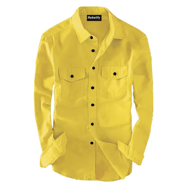 Rebelify_Men's_Cotton_Blend_Shirt_with_Pockets_Full_Sleeves_Collared_Neck_Solid_Pattern_Botton_Down_Closure_Regular_Fit_and_Standard_Length_Yellow