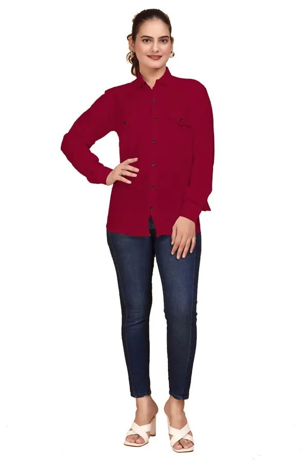 Rebelify_Women_Double_Pocket_with_Flap_Cotton_Casual_Shirt