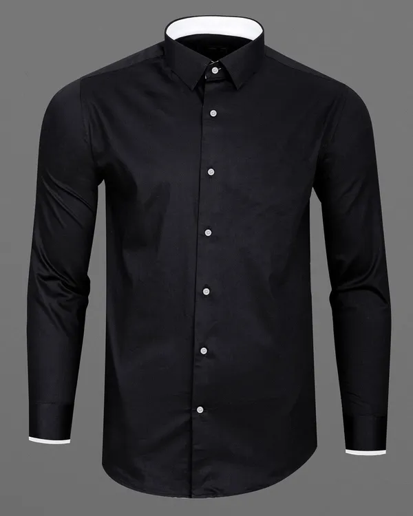 Rebelify_Men's_Cotton_Blend_Regular_Relaxed_Fit_Collared_Neck_Formal_Casual_Wear_Full_Sleeve_Shirt_Size_S_to_XL_Black