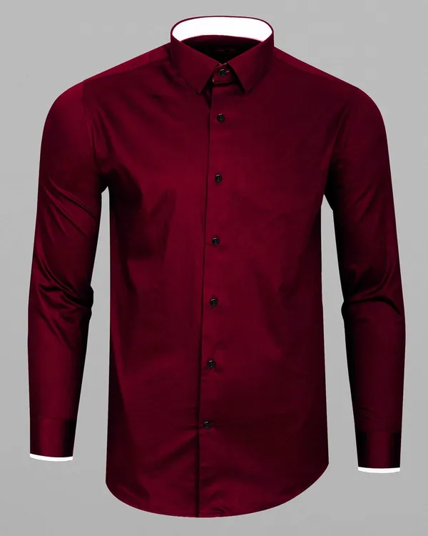 Rebelify_Men's_Cotton_Blend_Regular_Relaxed_Fit_Collared_Neck_Formal_Casual_Wear_Full_Sleeve_Shirt_Size_S_to_XL_Maroon