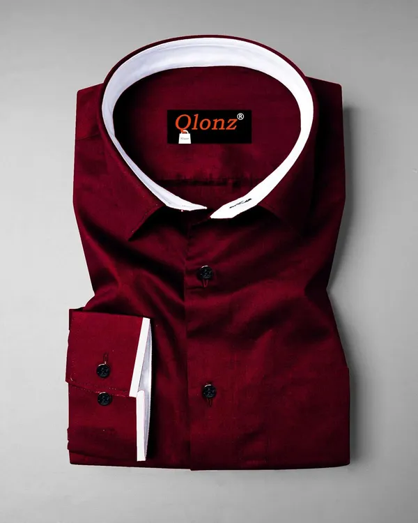 Rebelify_Men's_Cotton_Blend_Regular_Relaxed_Fit_Collared_Neck_Formal_Casual_Wear_Full_Sleeve_Shirt_Size_S_to_XL_Maroon
