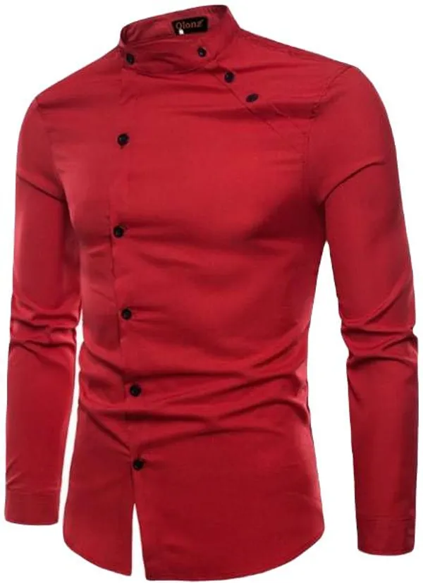 Red_Color_Mandarin_Collar_Cotton_Casual_Shirt_for_Men
