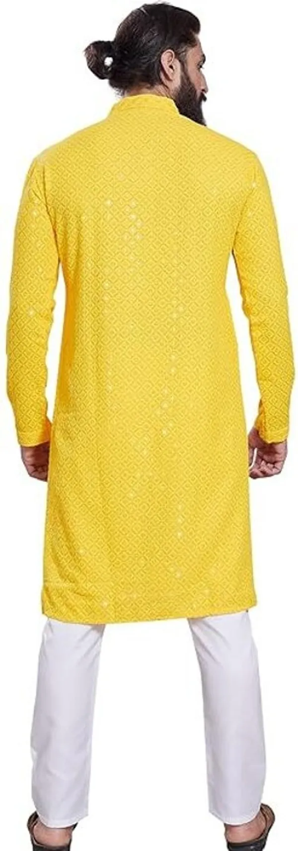 Yellow_Knee-Length_Designer_Kurta_for_Men