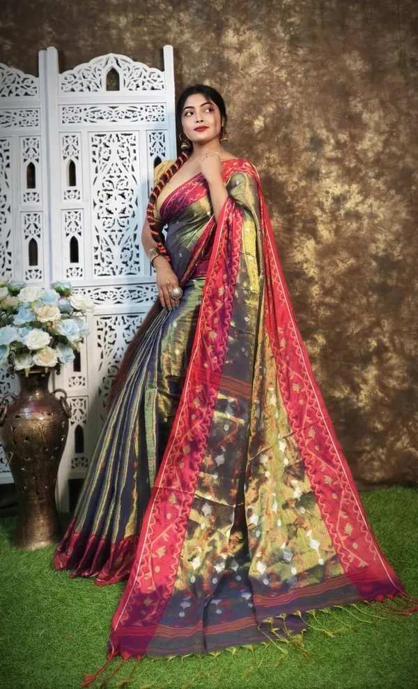 Green_&_Purple_Premium_Handloom_Tissue_Saree_For_Women