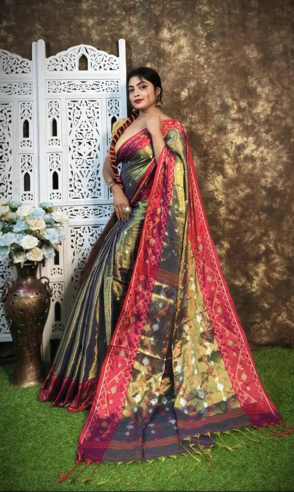 Green_&_Purple_Premium_Handloom_Tissue_Saree_For_Women