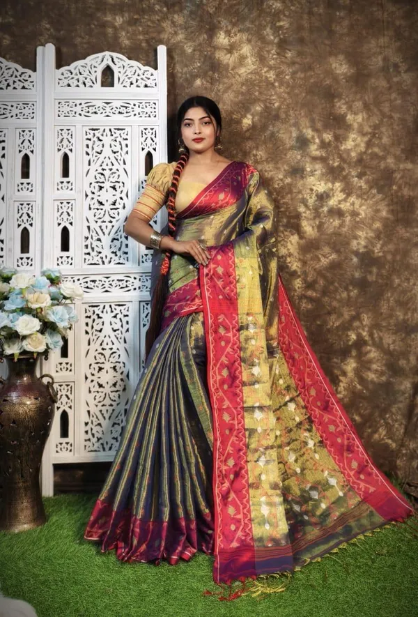 Green_&_Purple_Premium_Handloom_Tissue_Saree_For_Women
