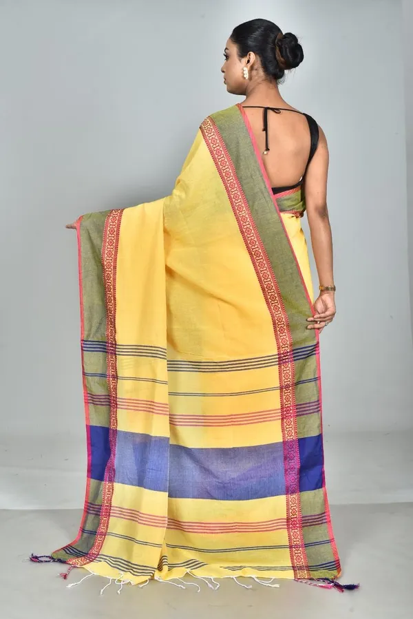 Yellow_Handwoven_Bengal_Cotton_Saree_For_Women_|_Premium_Quality_Lightweight_Sarees_For_All_Ocassion