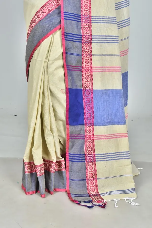 Cream_Handwoven_Bengal_Cotton_Saree_For_Women_|_Premium_Quality_Lightweight_Sarees_For_All_Ocassion