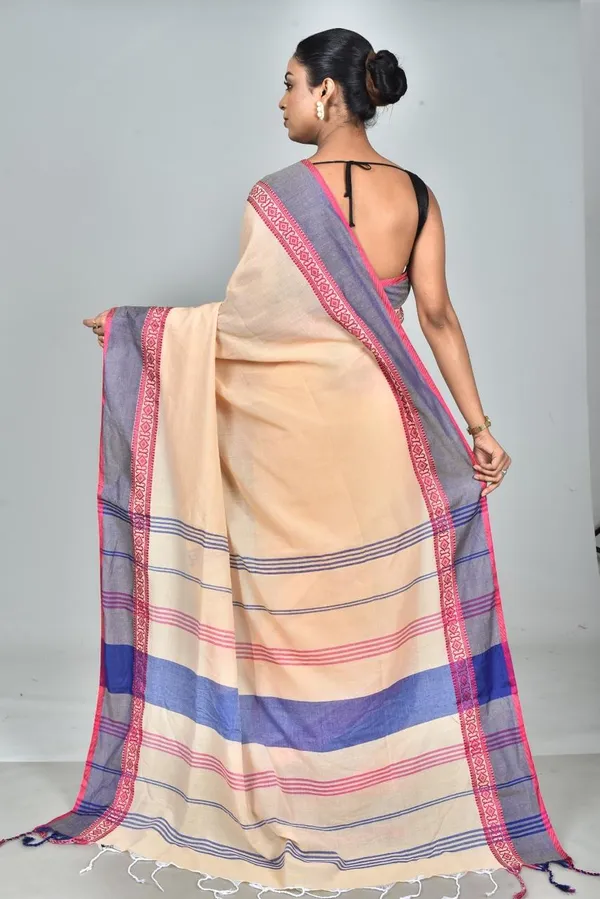 Cream_Handwoven_Bengal_Cotton_Saree_For_Women_|_Premium_Quality_Lightweight_Sarees_For_All_Ocassion