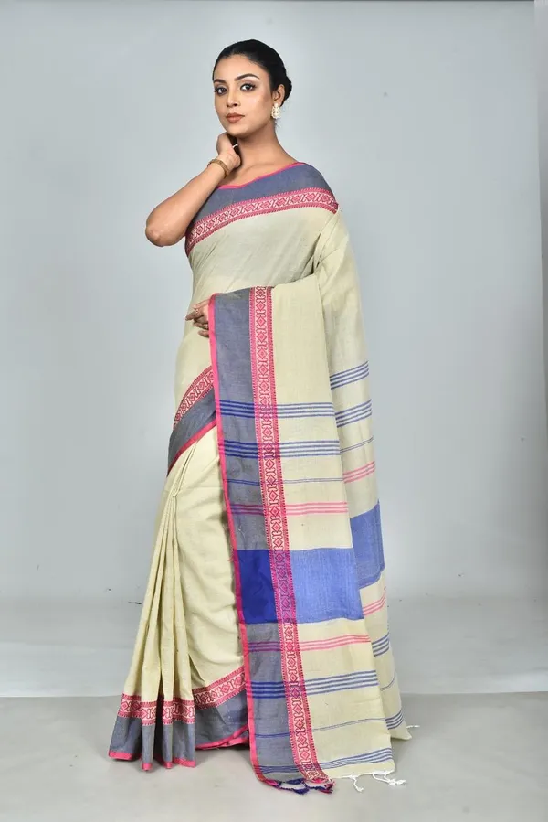 Cream_Handwoven_Bengal_Cotton_Saree_For_Women_|_Premium_Quality_Lightweight_Sarees_For_All_Ocassion