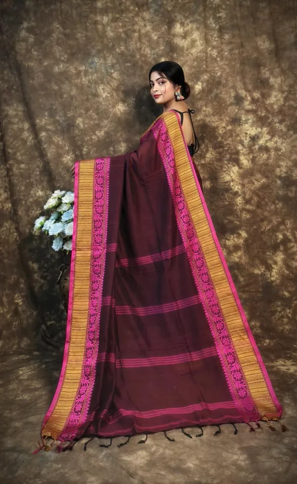Maroon_Handwoven_Bengal_Cotton_Saree_For_Women_|_Premium_Quality_Lightweight_Sarees_For_All_Ocassion