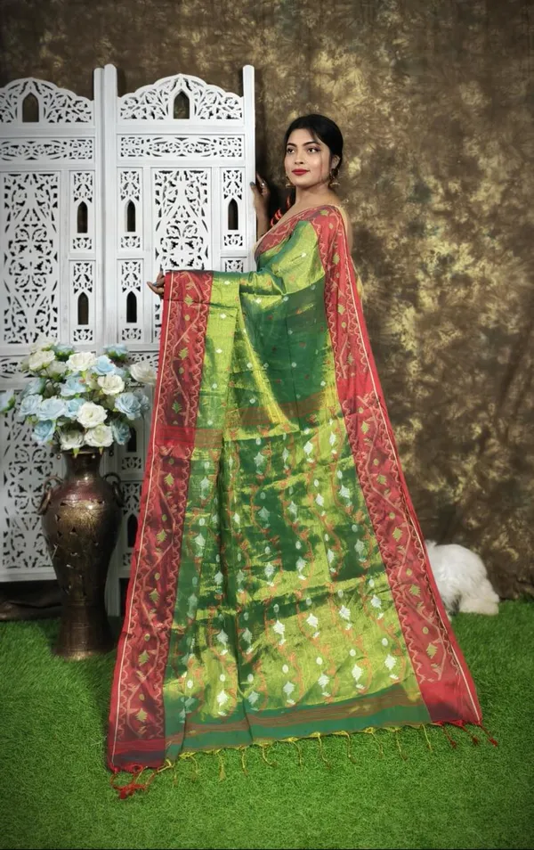Green_&_Red_Premium_Handloom_Tissue_Saree_For_Women