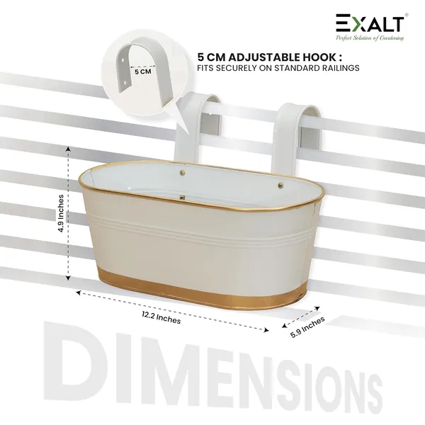 EXALT_Anti-Rust_Balcony_Hanging_Flower_Pot_(White_Gold_Pack_of_5)