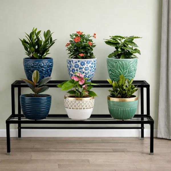 38_Inches_Length_2_Step_Planter_Pot_Stand_Black_Heavy_Duty_