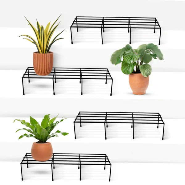 EXALT_Set_Of_4_Galvanized_Plant_Stands_For_Outdoor_Balcony_(24_Inch)