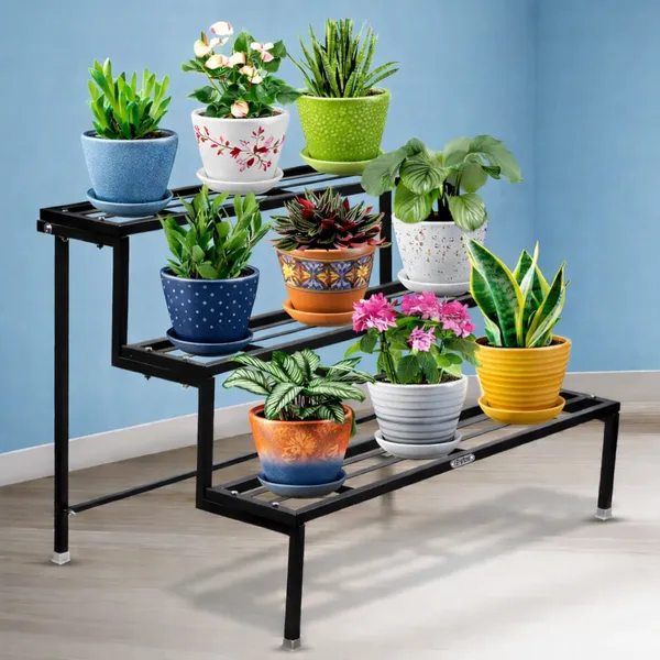 38_Inches_3_Step_Heavy_Duty_Plant_Stand_(Black)
