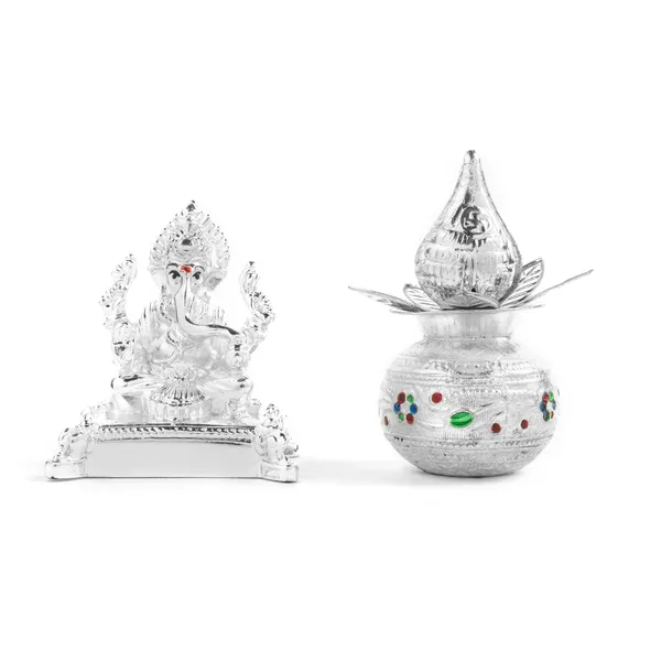 Silver_Plated_Ganpati_&_Mangal_Kalash_Nariyal_Meena