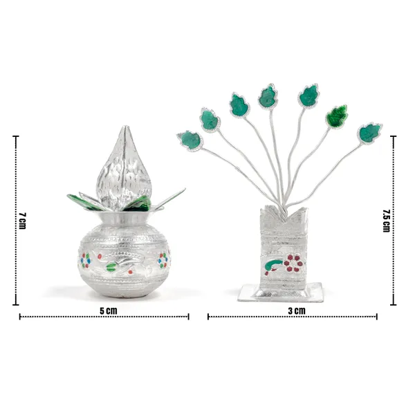 Silver_Plated_Mangal_Kalash_Nariyal_Meena_&_Tulsi_Meena