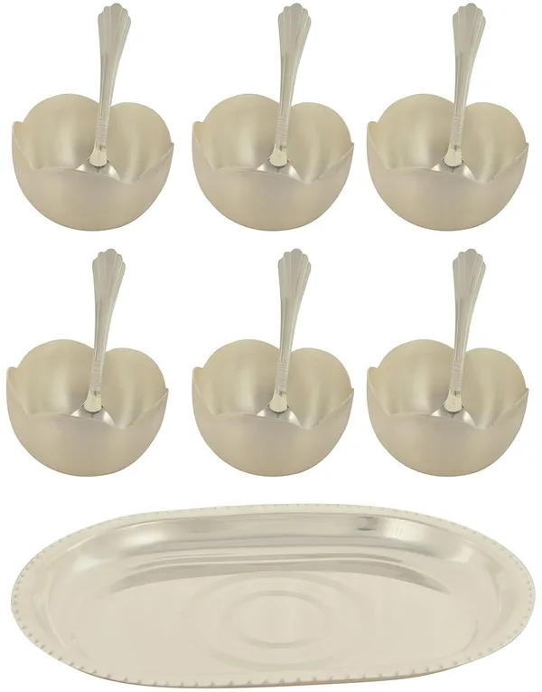 Silver_Plated_Metal_Premium_&_Elegant_Dessert_Katori_Bowl_With_Silver_Tray_Set_For_Adults_(_Set_Of_13)_(100_Ml)