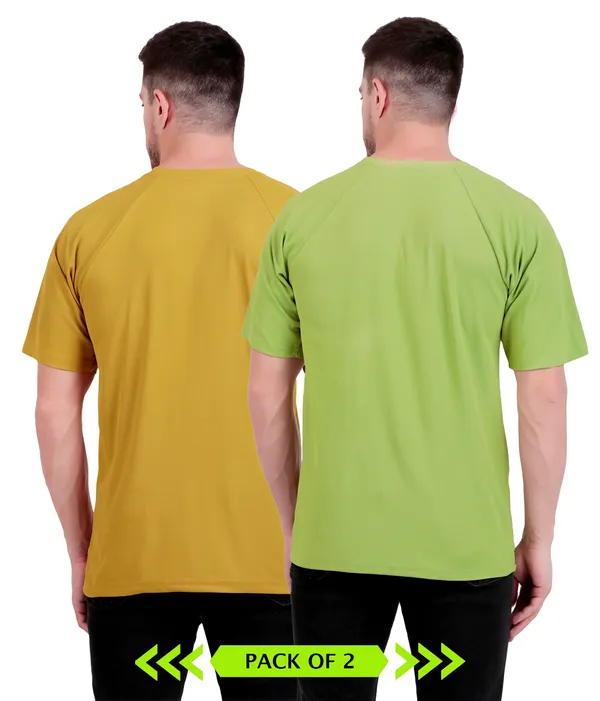 Multicolor_Green_And_Mustard_Solid_Ragalan_Fit_Round_Neck_T-Shirt_(Pack_Of_2)_(180_GSM)