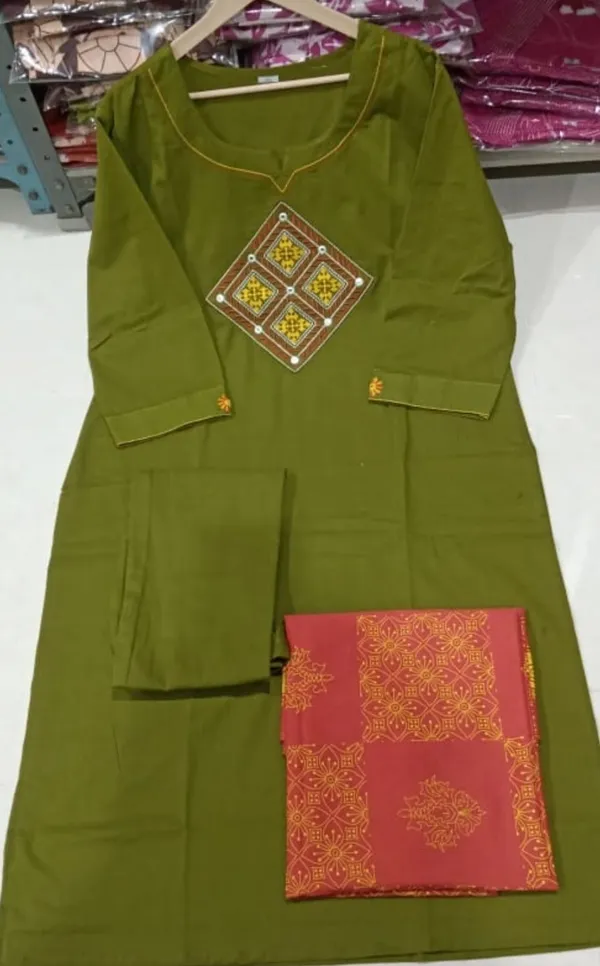 Pista_Green_Kurti_Set_with_Ivory_Embroidery_and_Orange_Dupatta
