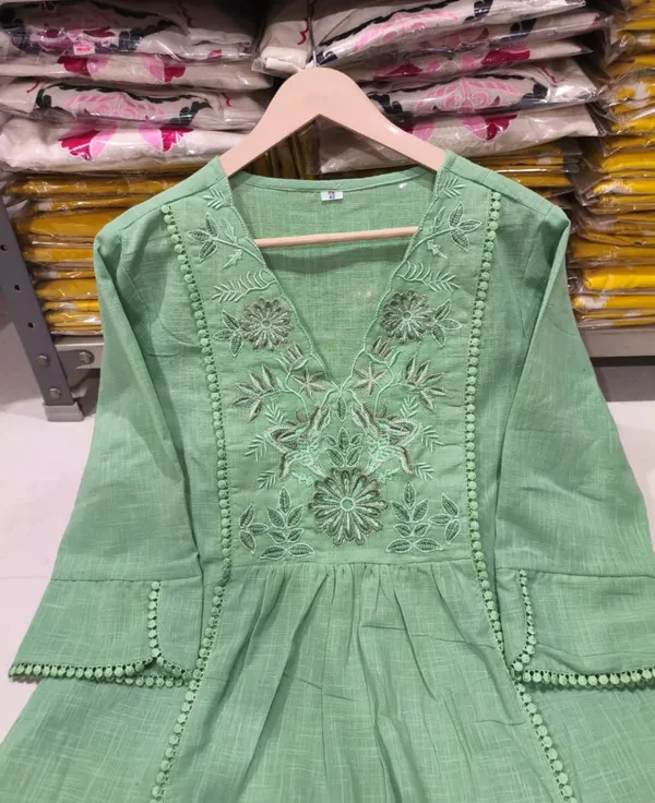 Cotton_kurti_pant_set_Gray_Green_ponam