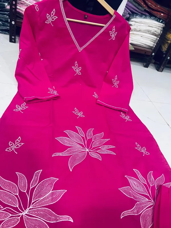 Pink_Cotton_Kurti_Set_with_Embroidery_Work