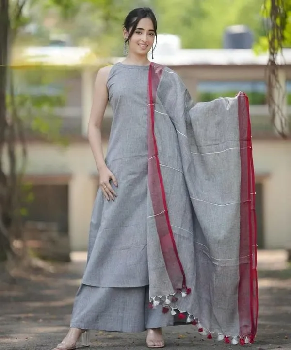 Gray_Trendy_Design_South_Cotton_Kurta_Pant_With_Dupatta_Set