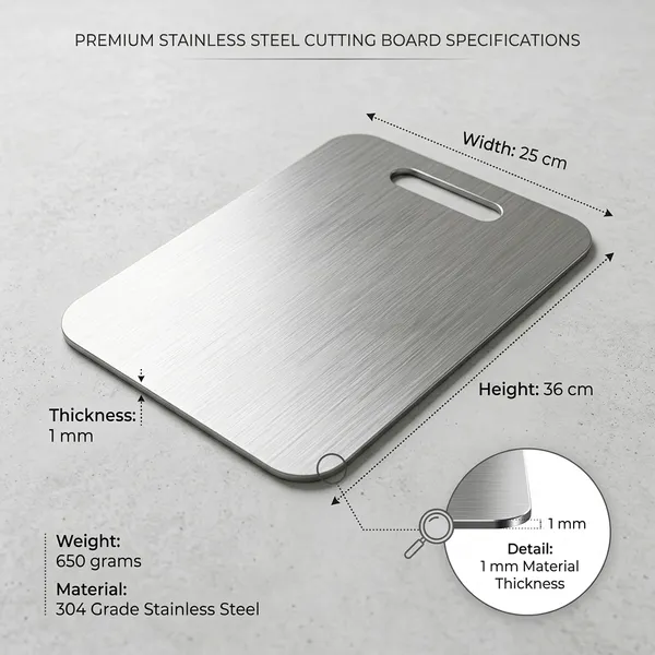 FM02_Stainless_Steel_Counter_Top_Chopping_Board_304_Grade_(Medium)