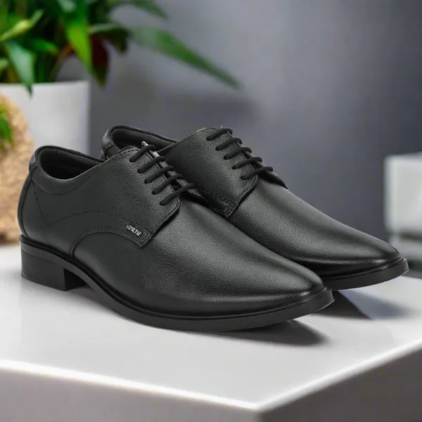 Black_Genuine_Leather_Pointed_Toe_Lace-up_Shoes_For_Men