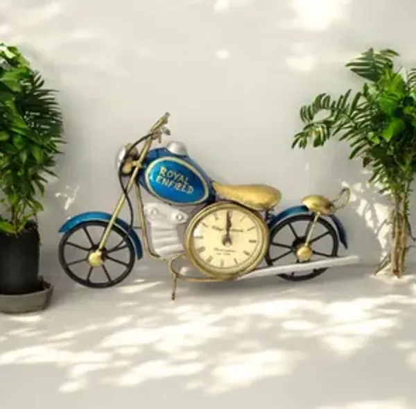 Antique_Vintage_Blue_Bullet_Bike_Design_Metal_Clock_|_Table_Clock_|_Table_Decor_|_Gift_Items