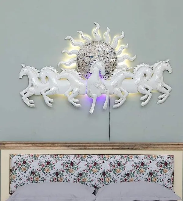 Metal_White_Seven_Running_Horses_With_Sunrise_Wall_Hanging_Decor_Living_Room_4_Feet_(48_x_28_Inch)
