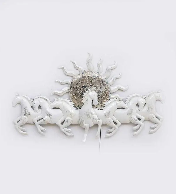 Metal_White_Seven_Running_Horses_With_Sunrise_Wall_Hanging_Decor_Living_Room_4_Feet_(48_x_28_Inch)