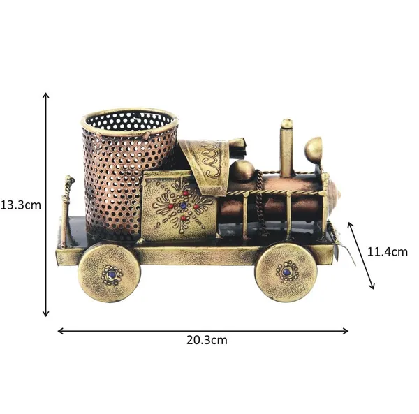 Antique_Vintage_Golden_Engine_Shape_Penstand_In_Iron_5.25_Inch