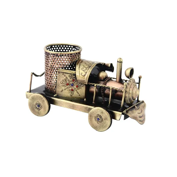 Antique_Vintage_Golden_Engine_Shape_Penstand_In_Iron_5.25_Inch