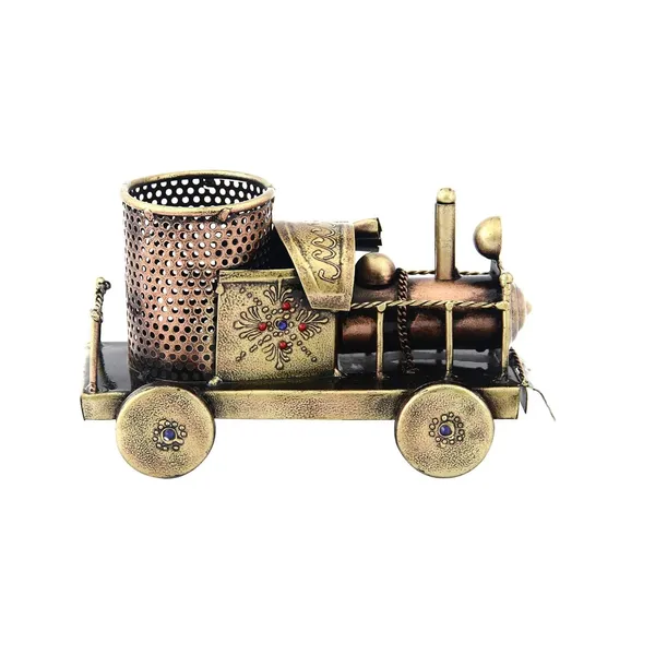 Antique_Vintage_Golden_Engine_Shape_Penstand_In_Iron_5.25_Inch
