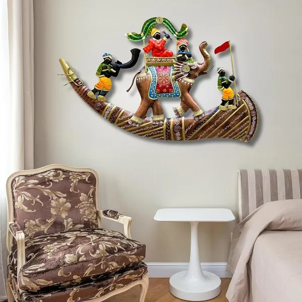 Iron_Metal_Rajasthani_Royal_Hathi_Baarat_Wall_Hanging_Showpiece_For_Home_Decor/Living_Room_(24_x_15_Inch)