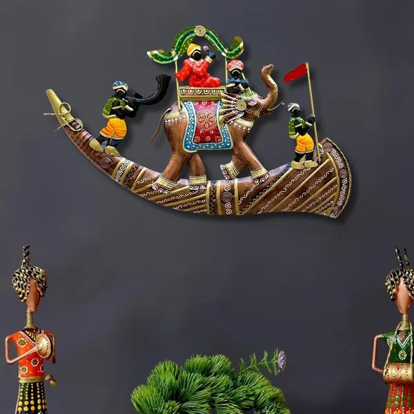 Iron_Metal_Rajasthani_Royal_Hathi_Baarat_Wall_Hanging_Showpiece_For_Home_Decor/Living_Room_(24_x_15_Inch)