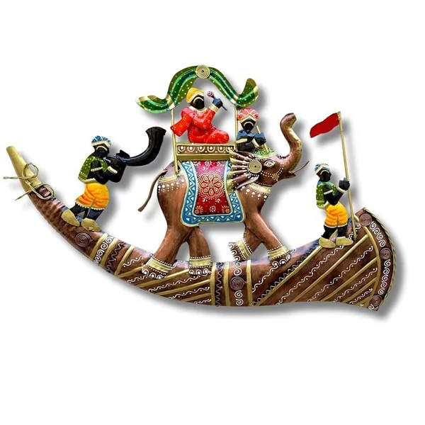 Iron_Metal_Rajasthani_Royal_Hathi_Baarat_Wall_Hanging_Showpiece_For_Home_Decor/Living_Room_(24_x_15_Inch)