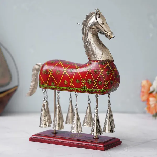 Handmade_Horse_Bell_Modern_Art_Theme_Lucky,_Hand_Painted_Wooden_And_Metal_Horse_Bell_(12.5_x_9.5_x_4_Inch)