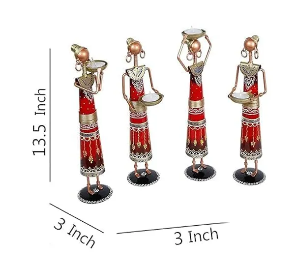 Red_Statue_Decorative_Items_Show_Pieces_For_Home_Decor_Stylish_Living_Room_Tea_Light_Stand_Metal_Wrought_Iron_Tribal_Lady
