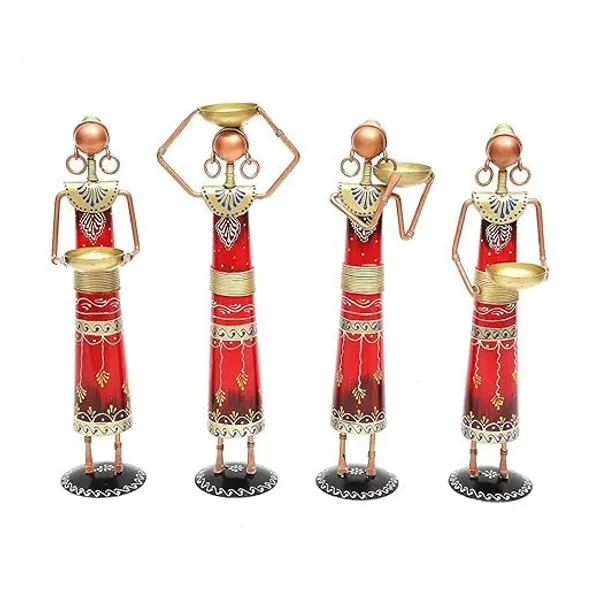 Red_Statue_Decorative_Items_Show_Pieces_For_Home_Decor_Stylish_Living_Room_Tea_Light_Stand_Metal_Wrought_Iron_Tribal_Lady