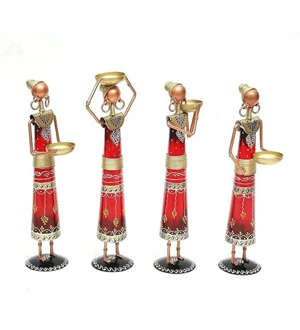 Red_Statue_Decorative_Items_Show_Pieces_For_Home_Decor_Stylish_Living_Room_Tea_Light_Stand_Metal_Wrought_Iron_Tribal_Lady