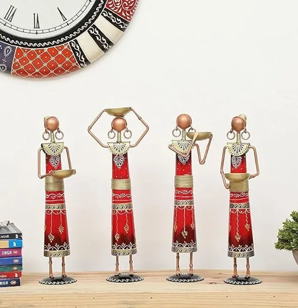 Red_Statue_Decorative_Items_Show_Pieces_For_Home_Decor_Stylish_Living_Room_Tea_Light_Stand_Metal_Wrought_Iron_Tribal_Lady